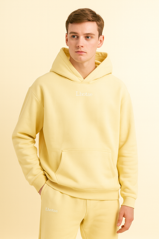 Premium heavyweight oversized hoodie in Sierra beige with matching sweatpants – Lhotse