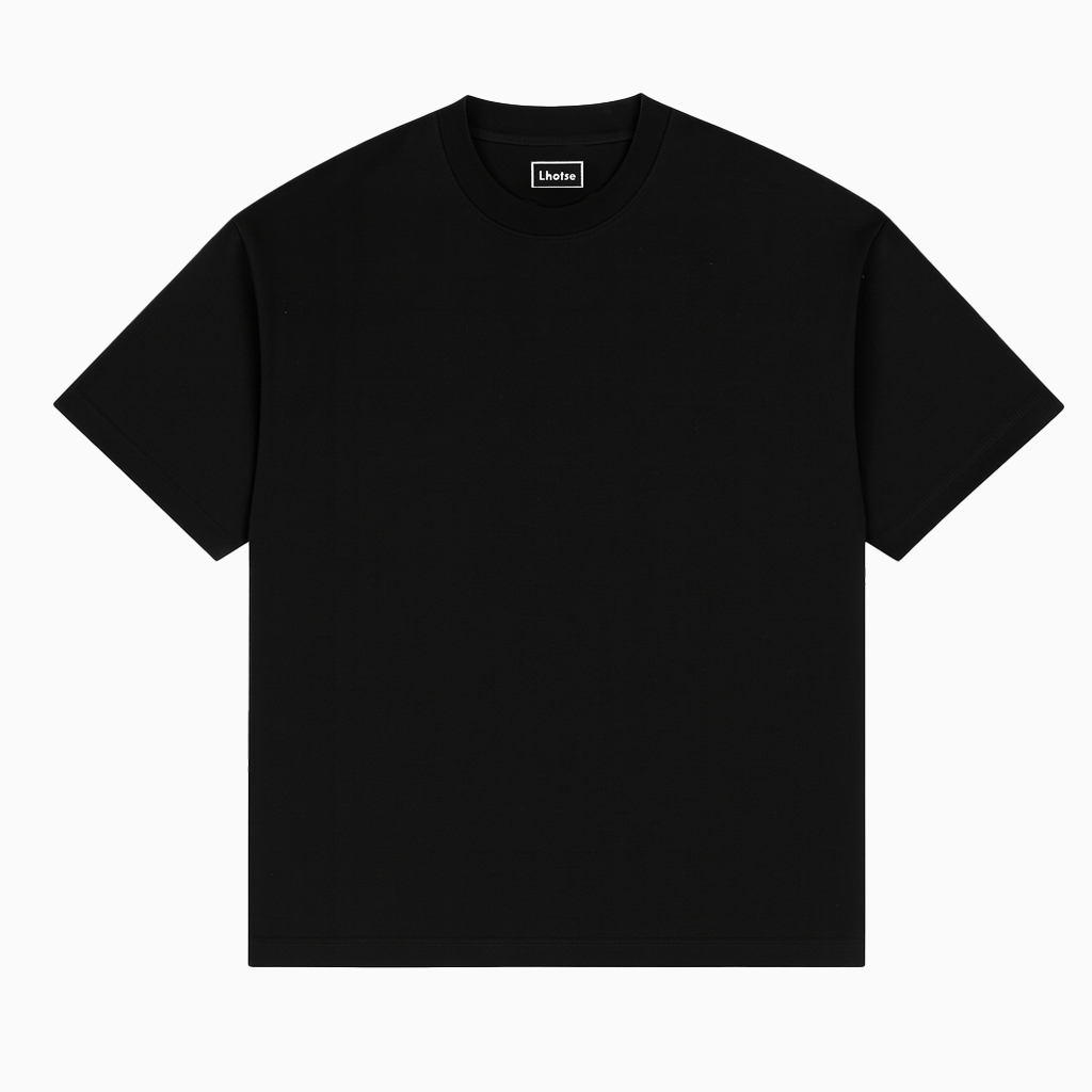 Black t-shirt on a white background